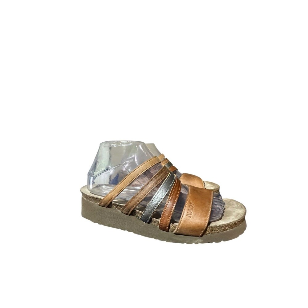 Naot Sandals Shoes Women 39 US 8 Brown Peyton Leather Wedge Strappy Slip On